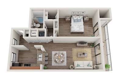 1 Bedroom 1 Bathroom Floorplan at Waterview at Coconut Creek, Coconut Creek, Florida
