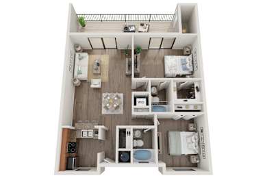 2 Bedroom 2 Renovated Bathroom Floorplan at Waterview at Coconut Creek, Coconut Creek, FL 33073