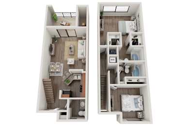 2 Bedroom 2.5 Renovated Bathroom Floorplan at Waterview at Coconut Creek, Florida