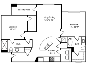 a floor plan of a house with a bedroom and a living room