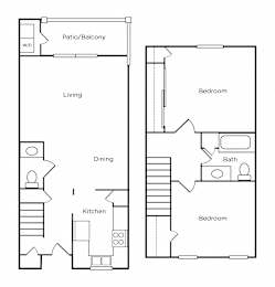  Floor Plan 2 Bedroom Townhome