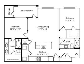a floor plan of a house with a bedroom and a living room