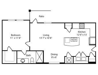a floor plan of a house with a bedroom and a living room