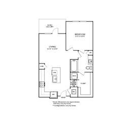 a floor plan of a 1 bedroom floor plan