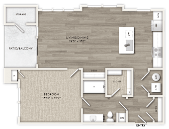 A floor plan of a house with a living room, dining room, bedroom, and bathroom.