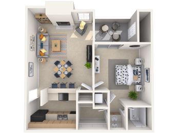 1 bedroom 1 bathroom floor plan Fat Arboretum Oaks, Austin, 78759