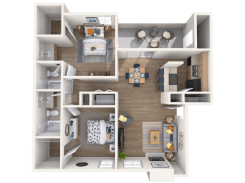 2 bedroom 2 bathroom floor plan Cat Arboretum Oaks, Austin