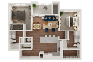 An Example of a Floor Plan Layout at Ironridge's Apartments in San Antonio, TX