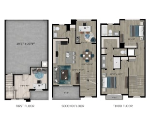 B2 Floor Plan at Scottsdale Hayden Townhomes, Scottsdale