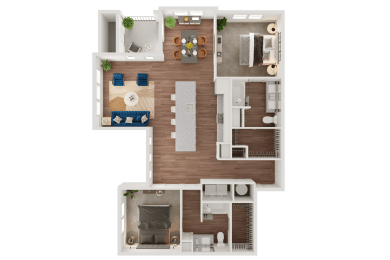 Example Floor Plan Layout at Ironridge's Apartments in San Antonio, TX