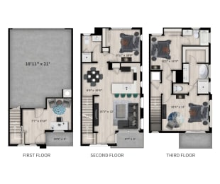 C Floor Plan at Scottsdale Hayden Townhomes, Arizona
