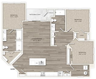 A floor plan of a house with labeled rooms and dimensions.