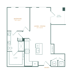 a floor plan of a 1 bedroom apartment