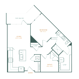 a blueprint of a 1 bedroom floor plan  schematic