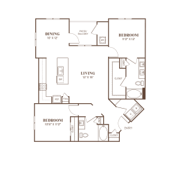 a floor plan of a bedroom apartment