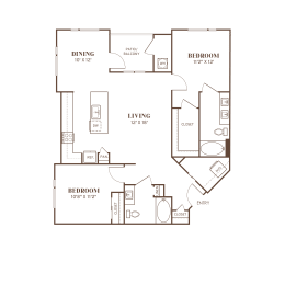 a floor plan of a bedroom apartment
