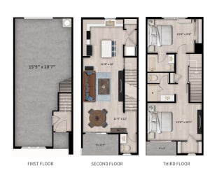 Floorplan A at Scottsdale Hayden Townhomes, Scottsdale, 85257