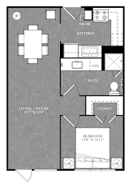 A floor plan of a house with a living room, kitchen, bathroom, and bedroom.