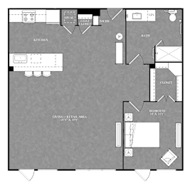 A floor plan of a house with a living area of 210 x 108.