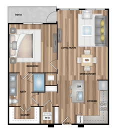 a floor plan of a living room with a bedroom and a dining room