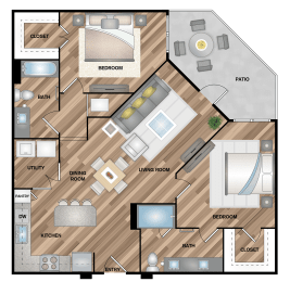 a 3d rendering of a floor plan of a house
