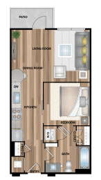 a floor plan of a room with a bedroom and a living room