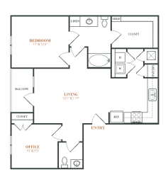 a floor plan of a bedroom apartment