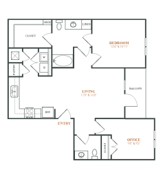 a floor plan of a bedroom apartment