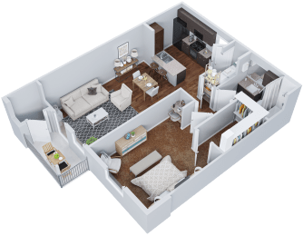 a floor plan of a house with a bedroom and living room