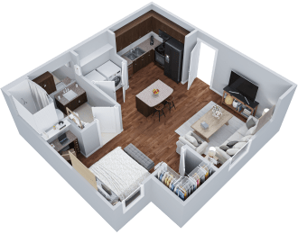 a floor plan of a house with a bedroom and a living room