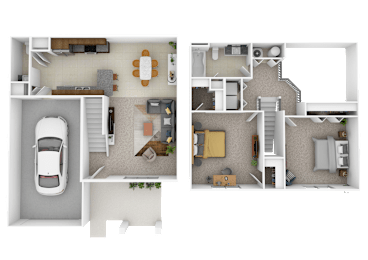  Floor Plan 2 Bedrooms  1.5 Bathrooms