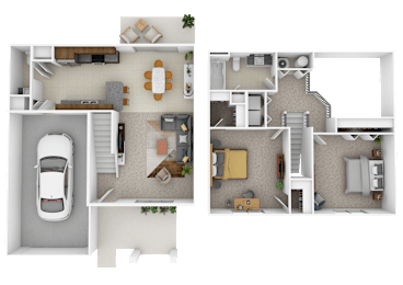  Floor Plan 2 Bedroom  1.5  Bathroom with Patio