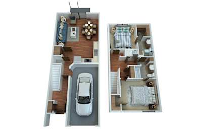  Floor Plan 2 Bedrooms 2 Bathrooms Townhome