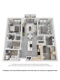 Floor Plan Copper - 2 Bedroom 2 Bathroom