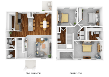  Floor Plan 3 Bedroom 2.5 Bathroom w/Detached garage