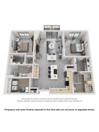  Floor Plan Gold - 2 Bedroom 2 Bathroom