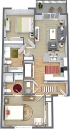  Floor Plan 2 Bedroom 2 Bathroom