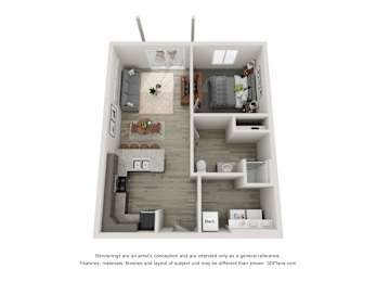  Floor Plan 1 Bedroom 1 Bathroom