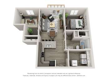  Floor Plan 1 Bedroom 1 Bathroom with Den