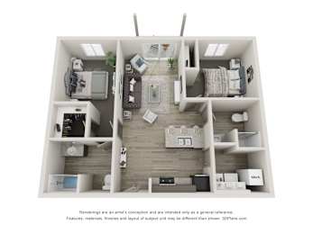  Floor Plan 2 Bedroom 2 Bathroom