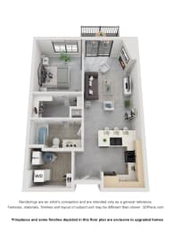 Floor Plan Bronze - 1 Bedroom 1 Bathroom
