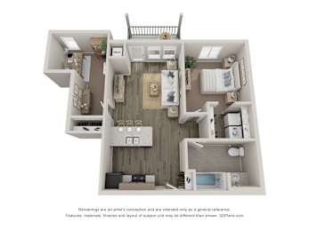  Floor Plan 1 Bedroom 1 Bathroom with Den