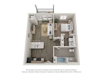  Floor Plan 1 Bedroom 1 Bathroom