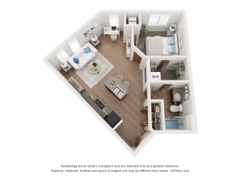  Floor Plan Elm 1 Bedroom 1 Bathroom