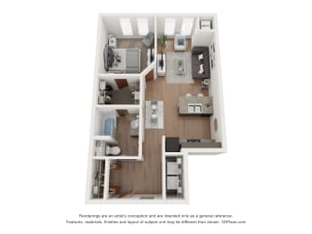  Floor Plan Willow  1 Bedroom 1 Bathroom