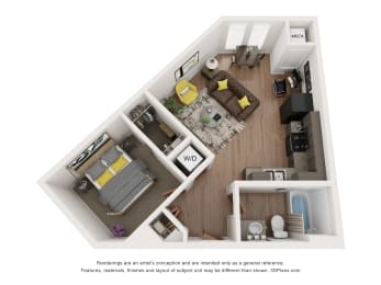  Floor Plan Cedar  1 Bedroom 1 Bathroom