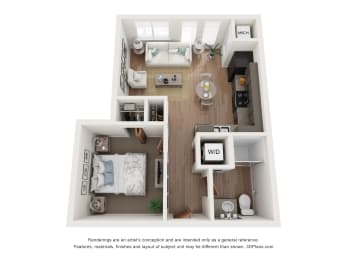  Floor Plan Aspen 1 Bedroom 1 Bathroom