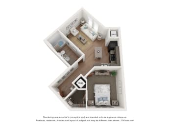  Floor Plan Maple 1 Bedroom 1 Bathroom