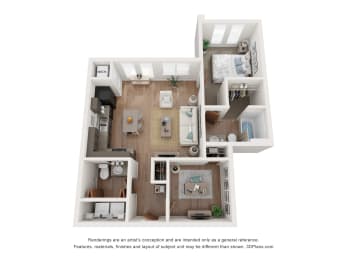  Floor Plan Teak  1 Bedroom 1 Bathroom with Den