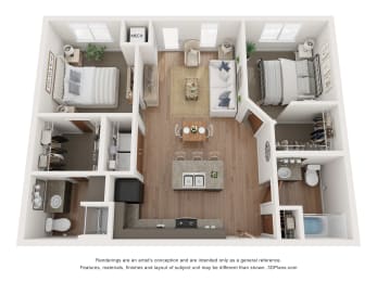  Floor Plan Mahogany  2 Bedroom 2 Bathroom